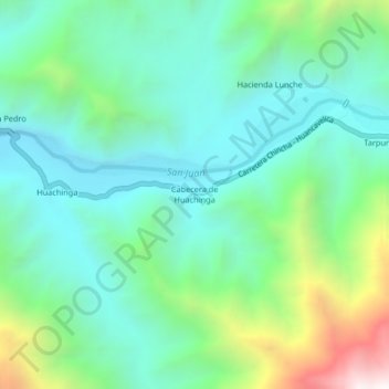 Carte topographique Cabecera de Huachinga, altitude, relief