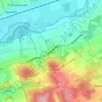 Carte topographique Brockhausen, altitude, relief
