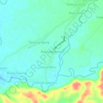 Carte topographique Banding Agung, altitude, relief