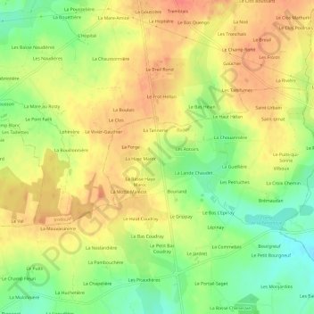 Carte topographique Joly, altitude, relief