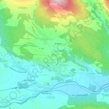 Carte topographique Örmoos, altitude, relief