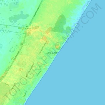 Carte topographique Villa Gesell, altitude, relief