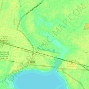 Carte topographique Bichhia, altitude, relief