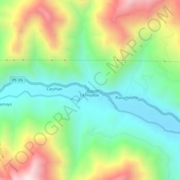 Carte topographique Gaganani, altitude, relief