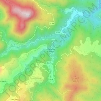 Carte topographique La Forge de Galdarès, altitude, relief