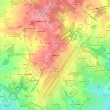 Carte topographique Bellegarde, altitude, relief
