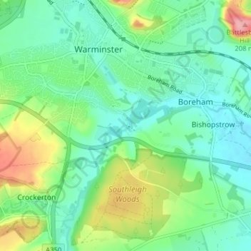Carte topographique Henfords Marsh, altitude, relief