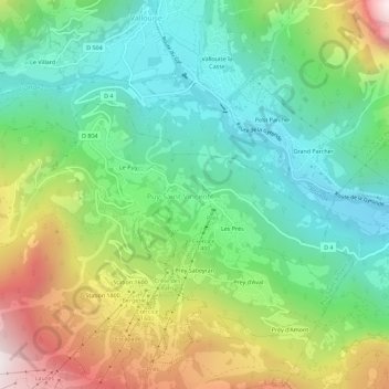 Carte topographique Les Alberts, altitude, relief