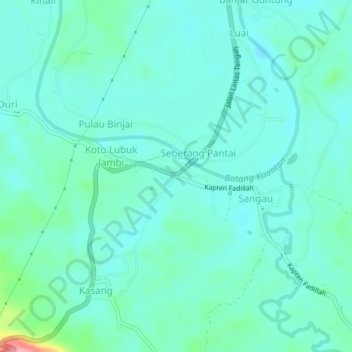 Carte topographique Banjar Padang, altitude, relief