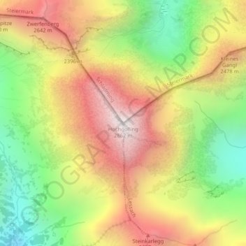 Carte topographique Hochgolling, altitude, relief