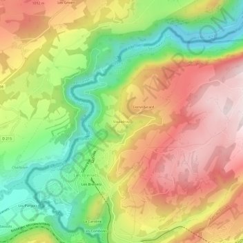 Carte topographique Vauladray, altitude, relief