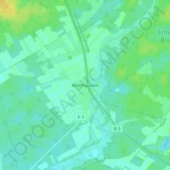 Carte topographique Wolthausen, altitude, relief