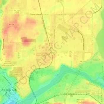 Carte topographique Norma, altitude, relief