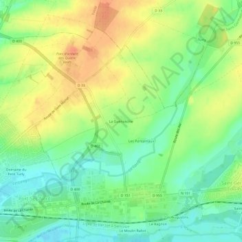 Carte topographique La Guénoistrie, altitude, relief