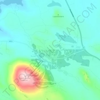 Carte topographique Suomu, altitude, relief