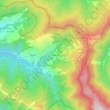 Carte topographique Vallenzona, altitude, relief