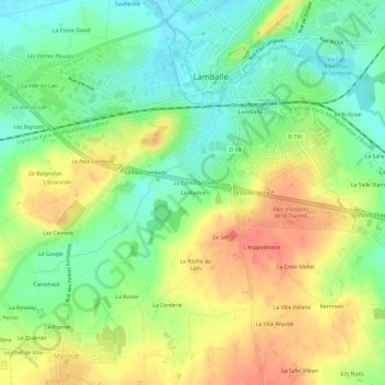 Carte topographique La Rivière, altitude, relief