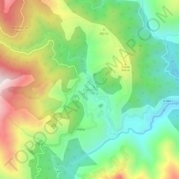 Carte topographique Ghisoni, altitude, relief