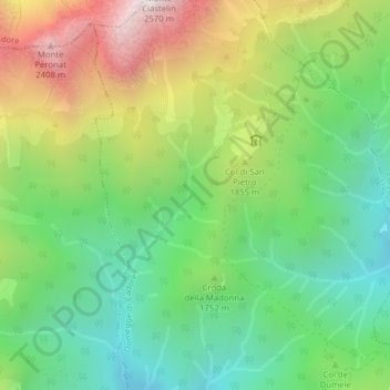 Carte topographique Pale Grase, altitude, relief