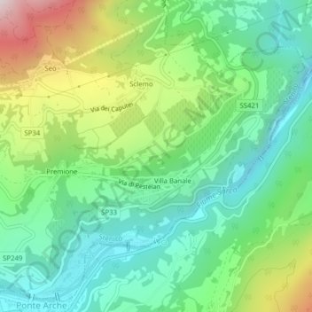 Carte topographique Giulio, altitude, relief
