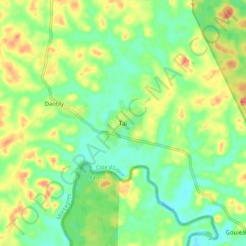 Carte topographique Taï, altitude, relief