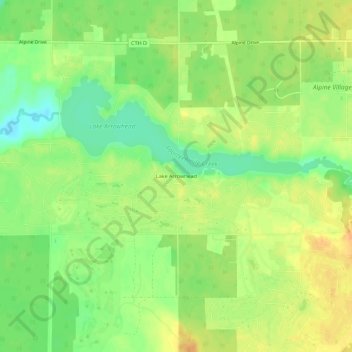 Carte topographique Lake Arrowhead, altitude, relief