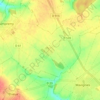 Carte topographique Grand Mesnil, altitude, relief