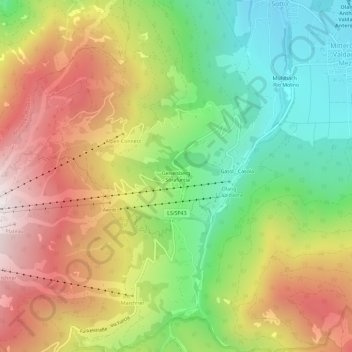 Carte topographique Sorafurcia, altitude, relief