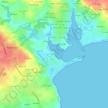 Carte topographique Pen an Cap, altitude, relief