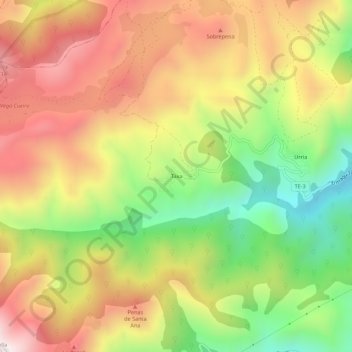 Carte topographique Taja, altitude, relief