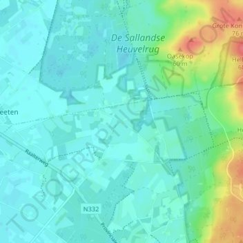 Carte topographique Helhuizen, altitude, relief