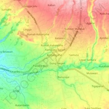 Carte topographique Kabanjahe, altitude, relief