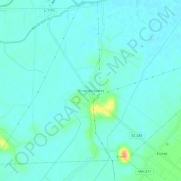 Carte topographique Morro do Soares, altitude, relief