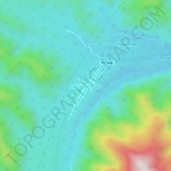 Carte topographique Lanlacuni Bajo, altitude, relief