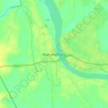 Carte topographique Raghunathganj, altitude, relief