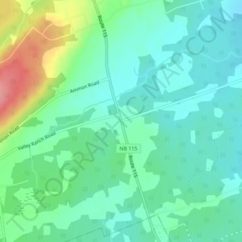 Carte topographique Irishtown, altitude, relief