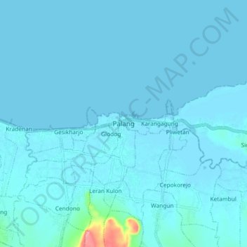 Carte topographique Palang, altitude, relief