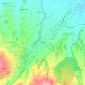 Carte topographique Lisignano, altitude, relief