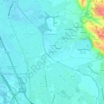 Carte topographique Las Clotos, altitude, relief