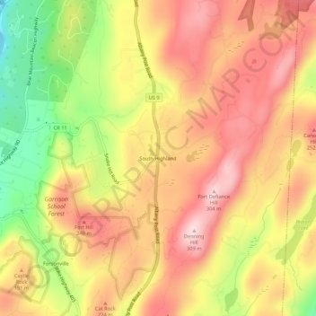 Carte topographique South Highland, altitude, relief