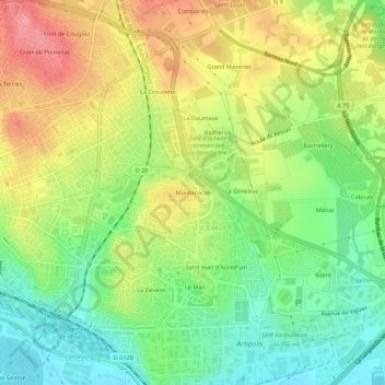 Carte topographique Montimaran, altitude, relief
