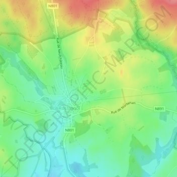 Carte topographique La Croix Saint Riz, altitude, relief