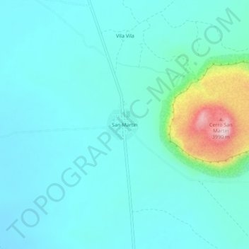 Carte topographique San Martin, altitude, relief