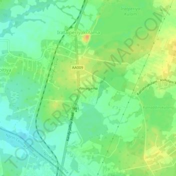 Carte topographique Weragama, altitude, relief