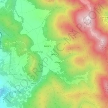 Carte topographique Le Case, altitude, relief