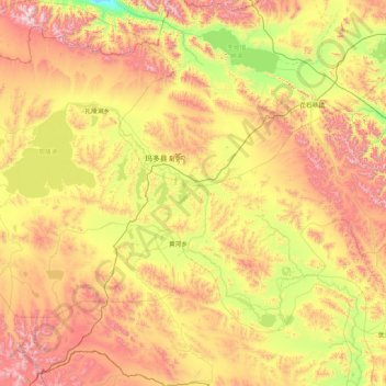 Carte topographique 玛多县, altitude, relief