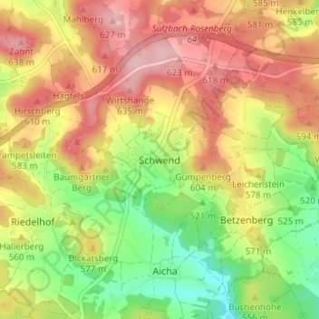 Carte topographique Schwend, altitude, relief