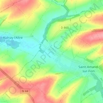 Carte topographique Coulvagny, altitude, relief