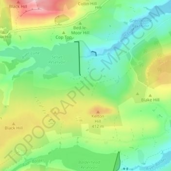 Carte topographique Kelton, altitude, relief