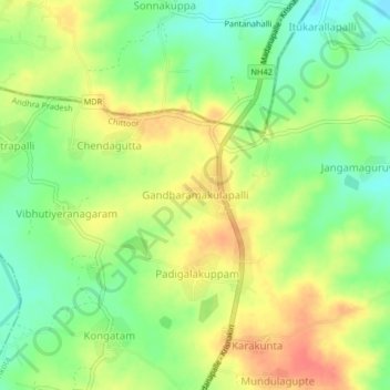 Carte topographique Gandharamakulapalli, altitude, relief